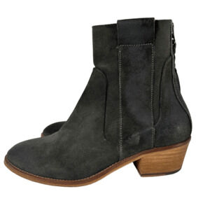 BASKE California Gray Gunner Suede Ankle Boots Size 38 US 8 Casual Block Heel